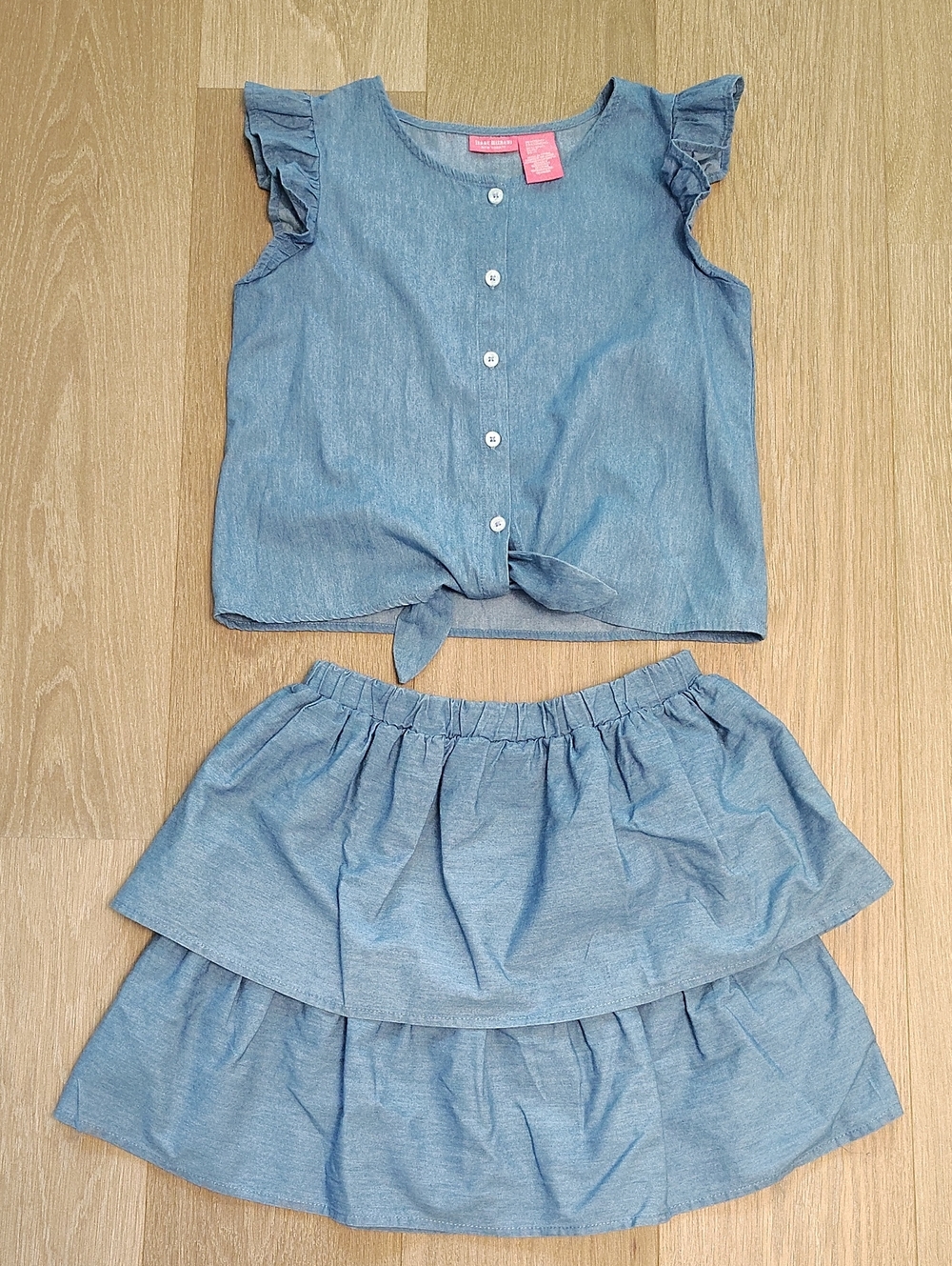 Isaac Mizrahi Light Blue Chambray Girls Two-Piece Matching Set